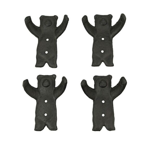 Set of 4 Cast Iron Bear Hug Wall Hook Decorative Coat Rack Towel Holder Decor - Picture 1 of 3